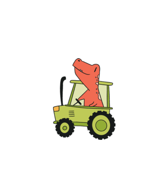 Tractor dinozaur model gri pe tricou