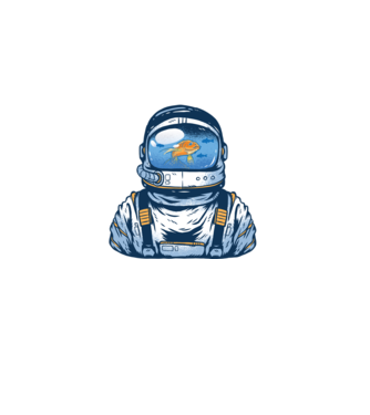 Peștișor auriu Astronaut model negru pe tricou