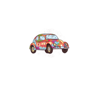 Hippy Beetle Volkswagen model gri pe tricou