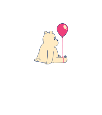 Teddy Drăguț cu Balon model alb pe tricou