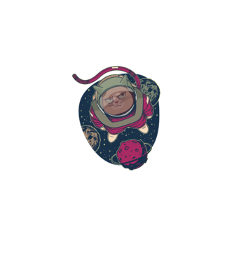Pisică Astronaut model negru pe tricou