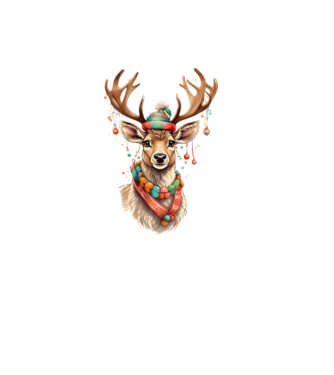 Festive Reindeer model alb pe tricou