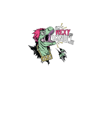 'I''m Rexy and I know it - tricou dinozaur amuzant' model alb pe tricou