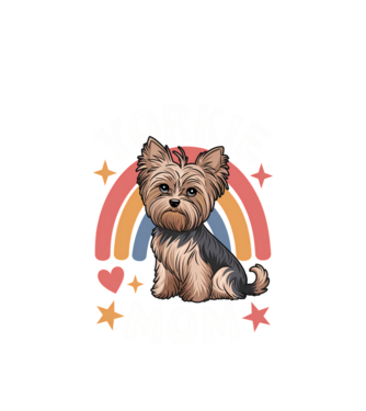 Yorkie Mom Negru model alb pe tricou
