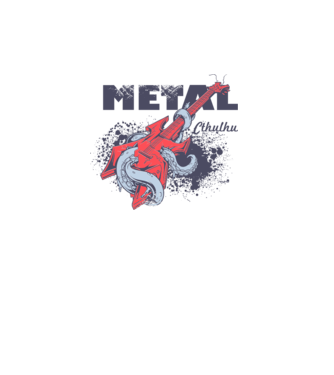 Metal Cthulhu model alb pe tricou