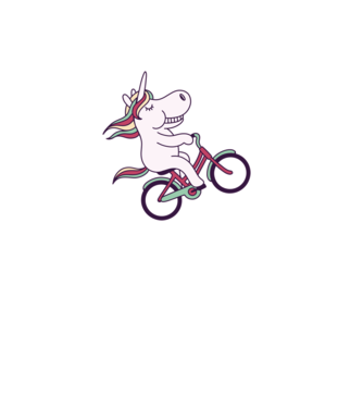 unicorn cu bicicletă model roz deschis pe tricou