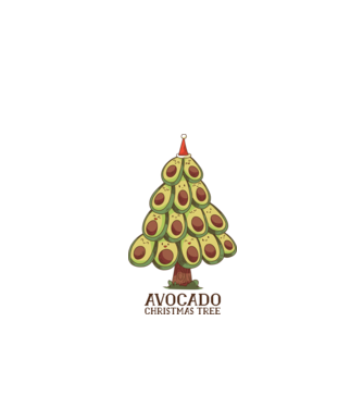 Pom de Crăciun Avocado model alb pe tricou