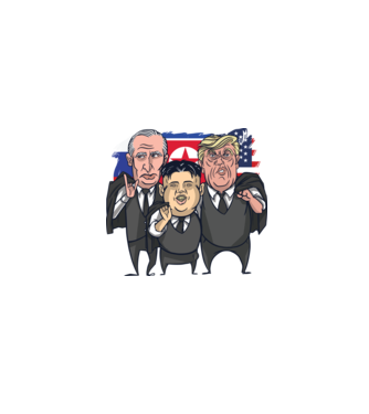 Trump, Putin, Kim - trei prieteni buni model alb pe tricou