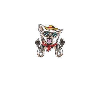 Chihuahua cu Pistol model alb pe tricou