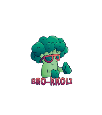 Broccoli model alb pe tricou