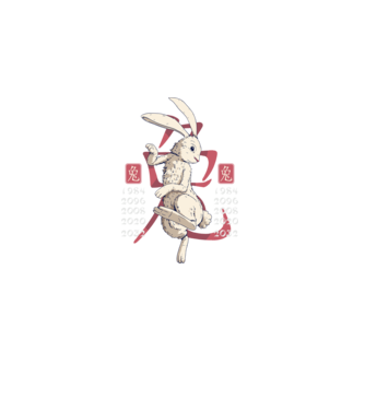 Year of the Rabbit model negru pe tricou