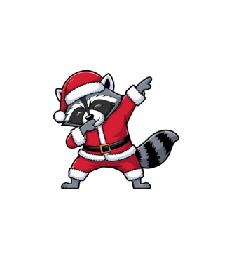 Raton Dab Xmas model alb pe tricou