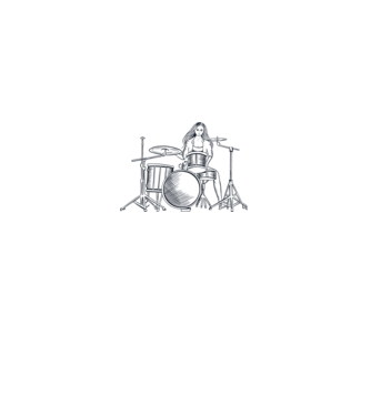 Fată Bateristă model alb pe tricou