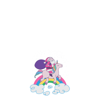 Moș Crăciun Unicorn model negru pe tricou
