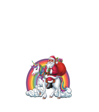 Moș Crăciun cool pe un unicorn 2 model alb pe tricou