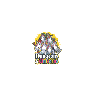 Dungeons and Unicorns model albastru închis pe tricou