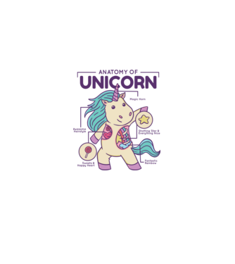 Unicorn Anatomie model roz deschis pe tricou