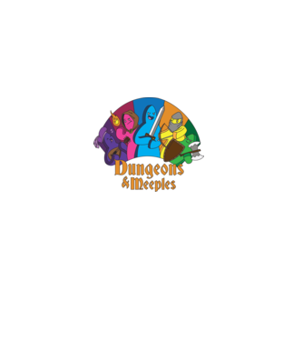 Dungeons Meeples model negru pe tricou