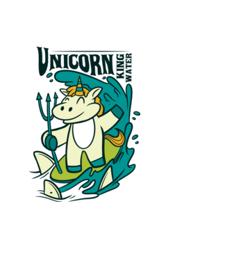 Unicorn regele apelor model albastru deschis pe tricou