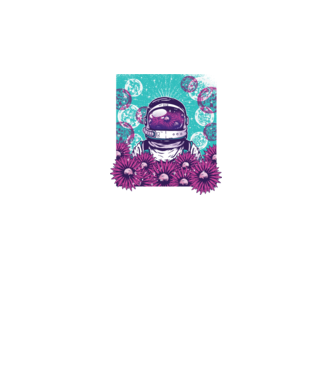 Floral Astronaut model verde neon pe tricou