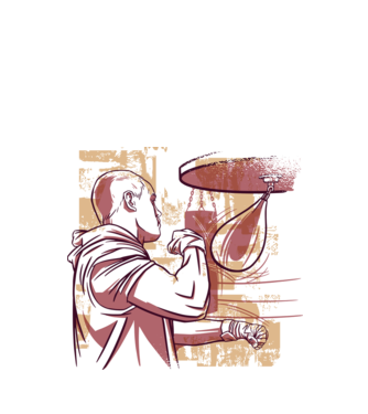 Pugilist model alb pe tricou
