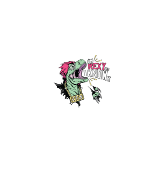 'I''m Rexy and I know it - tricou dinozaur amuzant' model alb pe tricou