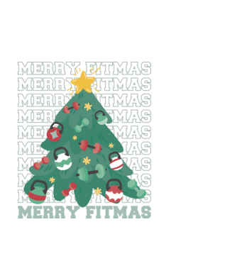 Merry Fitmas Fitmas Pom de Crăciun Fitness model alb pe tricou