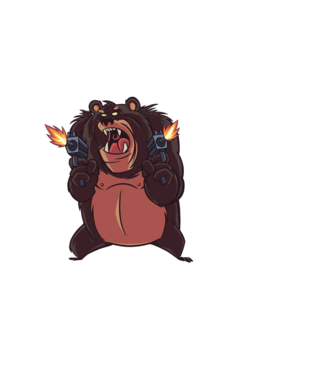 Pew Pew Pew Madafakas Urs model negru pe tricou