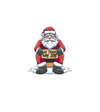 AI took my job Santa model negru pe tricou