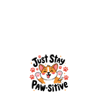 Just Stay Paw-sitive Alb model alb pe tricou