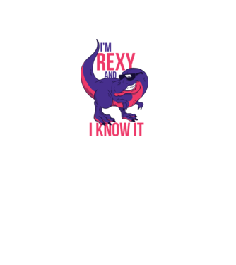 'I''m Rexy and I know it - tricou dinozaur amuzant' model roz deschis pe tricou