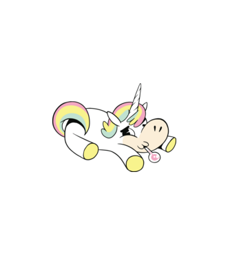 Unicorn bolnav model alb pe tricou