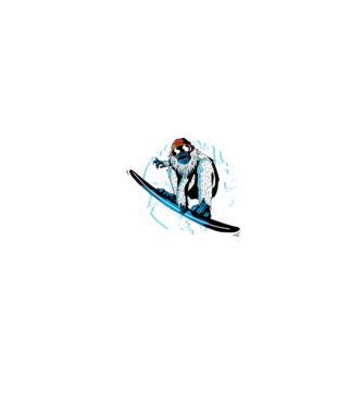 Yeti Snowboarder model alb pe tricou