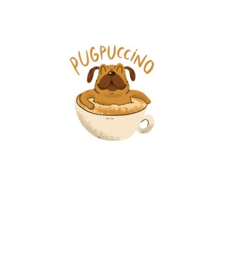 Pugpuccino Capuccino cu Mops model negru pe tricou