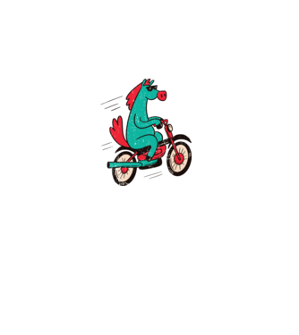 Cal cu bicicletă model verde pe tricou