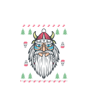 Moș Crăciun viking Pulover urât model alb pe tricou