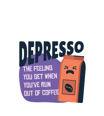 Depresso - Sentimentul când rămâi fără cafea model alb pe tricou