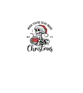 Dead inside, but it's christmas Alb model roz deschis pe tricou