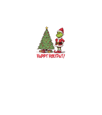 Happy Holiday Grinch model verde închis pe tricou