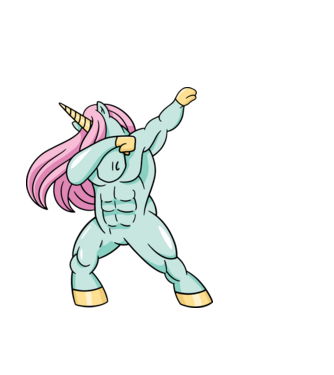 Unicorn Body Building DAB model alb pe tricou