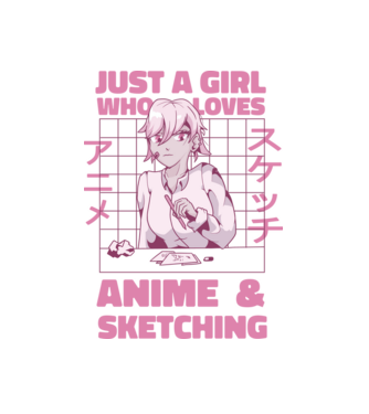 Doar o fată căreia îi place Anime și desenul model alb pe tricou