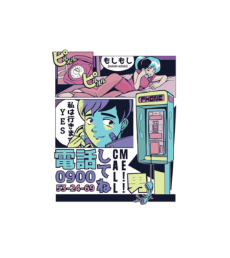 Anime Vaporwave benzi desenate model alb pe tricou