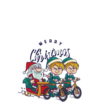 Merry Christmas Moș Crăciun cu sanie cu bicicletă model turcoaz pe tricou