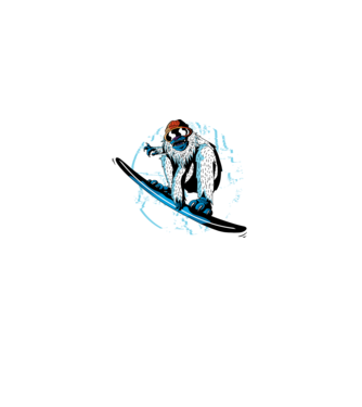 Yeti Snowboarder model alb pe tricou
