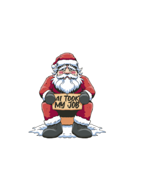 AI took my job Santa model negru pe tricou
