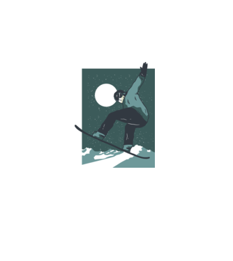 Săritură Snowboard model albastru deschis pe tricou