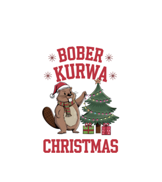 Bober Kurwa Christmas 3 model alb pe tricou