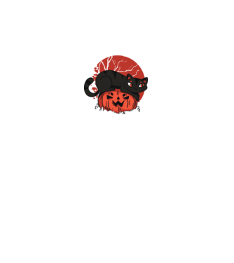 Pisică pe dovleac Halloween model negru pe tricou