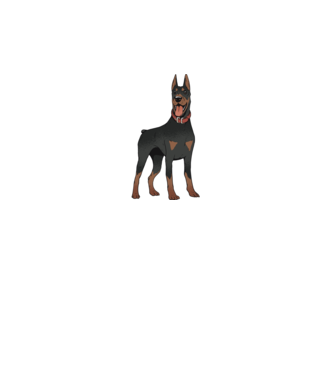 Tricou cu câine dobermann model gri pe tricou