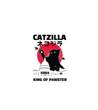 Catzilla - Pisică Godzilla model alb pe tricou
